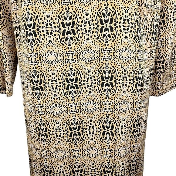MNG by Mango Womens Animal Print Cheetah V-Neck Shift 3/4 Sleeve Dress sz 10 - Picture 6 of 16
